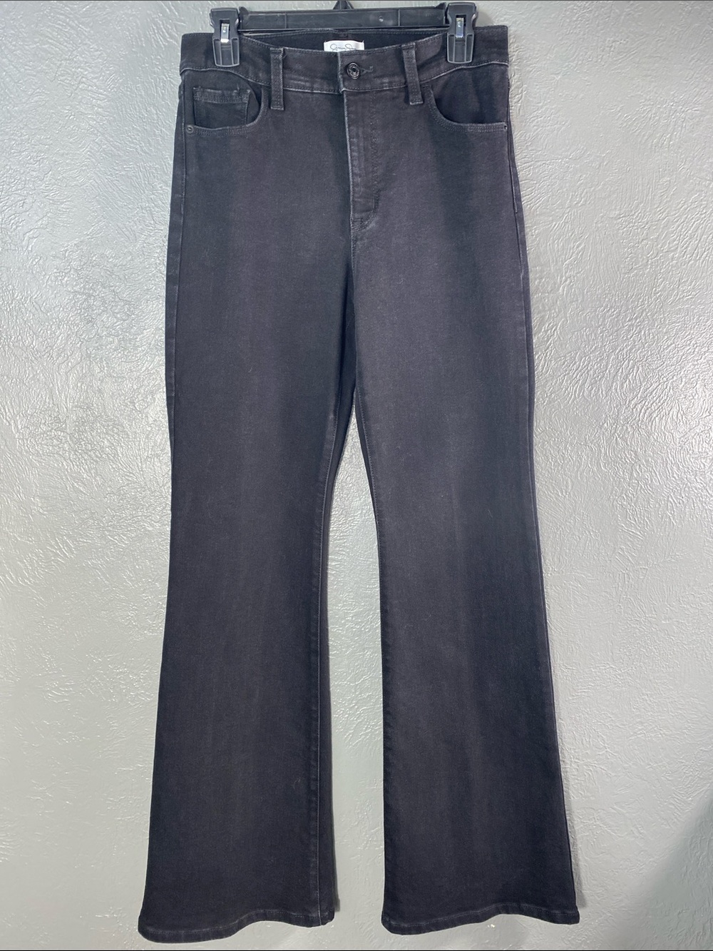 Jessica Simpson Jeans Womens 8 Black High Rise Flare Faded Stretch Denim